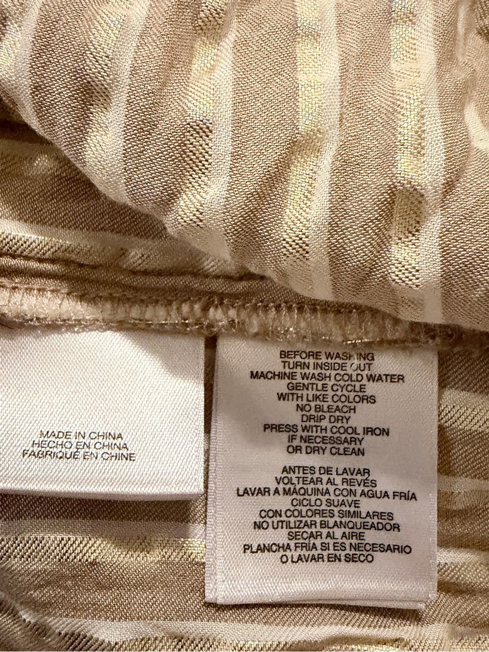 NEW Anne Klein Gold Tan White Striped Shift Mini Dress |Sz 14 | Luxe & Zip Front - Picture 6 of 11